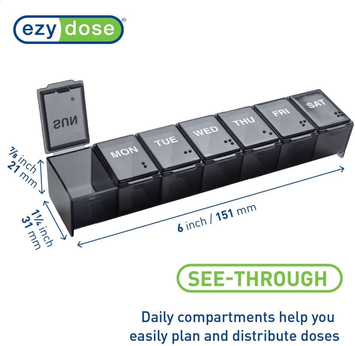 Ezy Dose® Contour Weekly Classic Pill Organizer, Large (2 Pack)