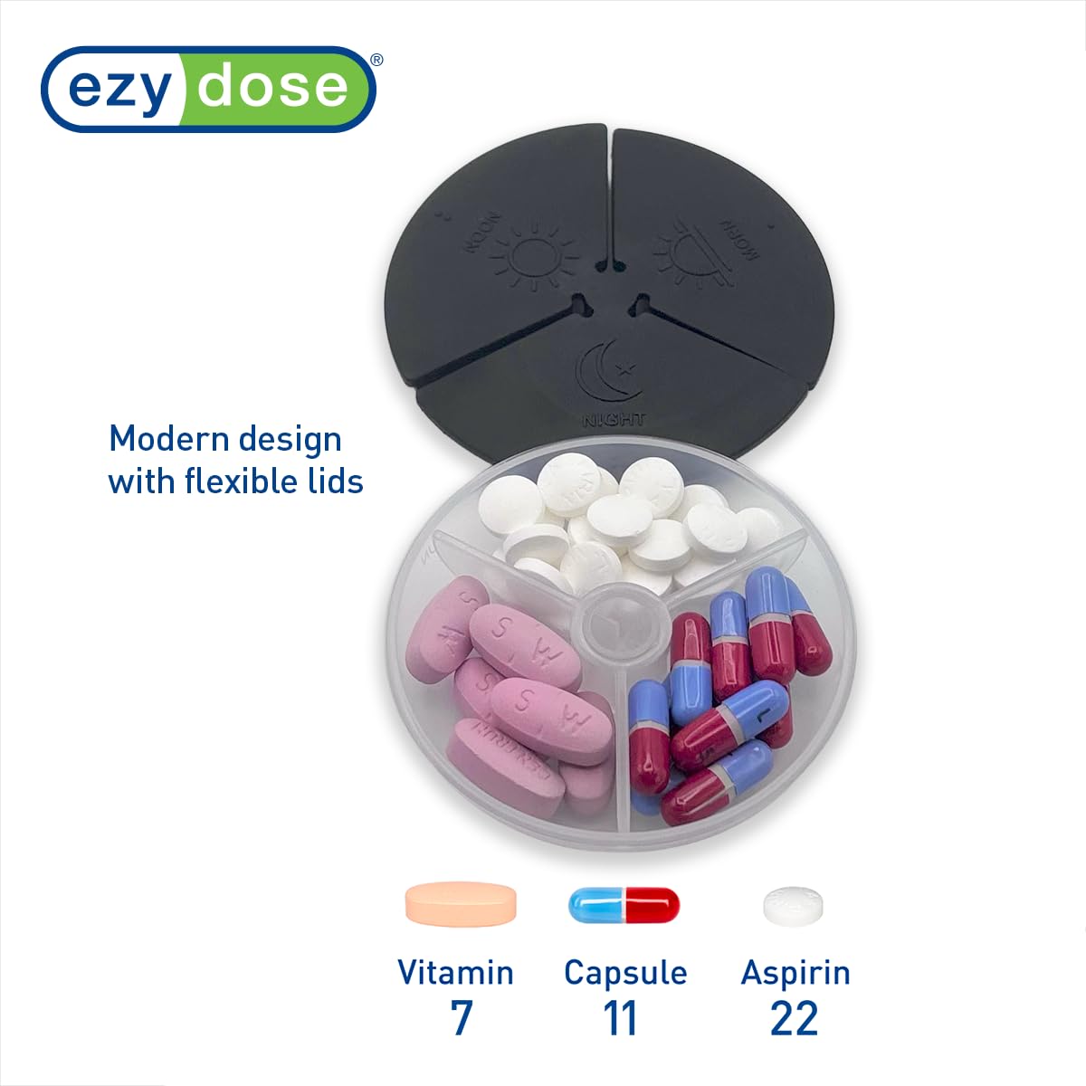 Ezy Dose® Embossed Weekly 3x/Day Pill Organizer with Case