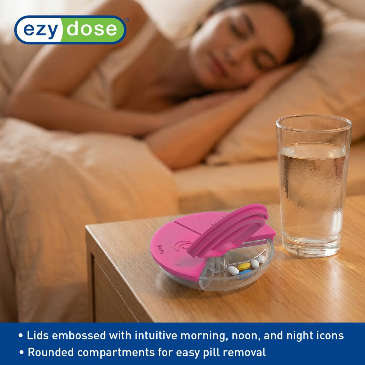 Ezy Dose® Embossed Weekly 3x/Day Pill Organizer with Case
