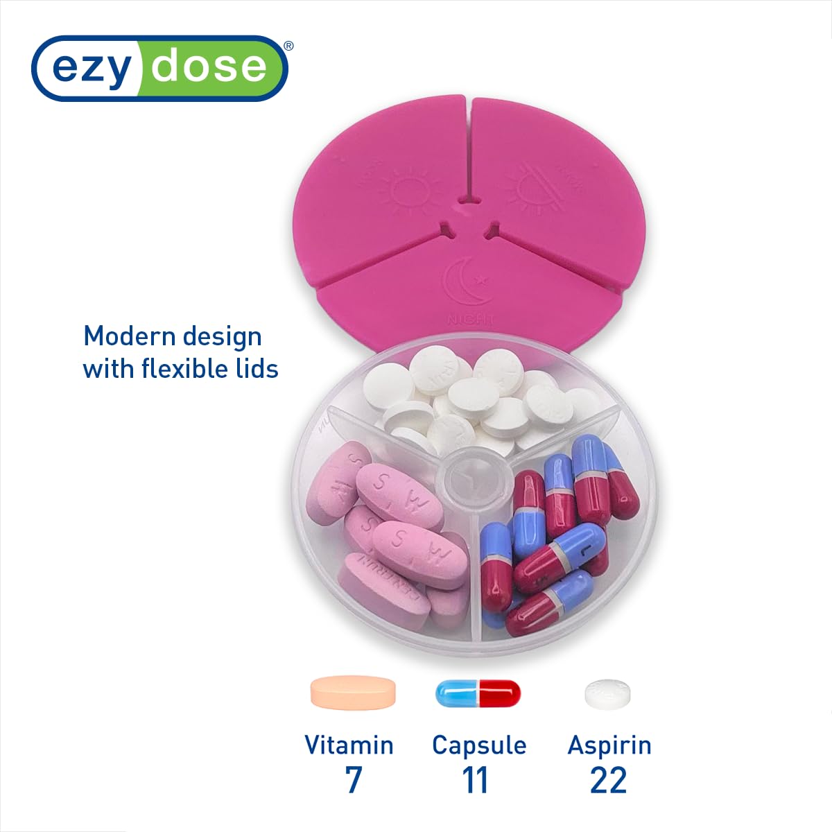 Ezy Dose® Embossed Weekly 3x/Day Pill Organizer with Case