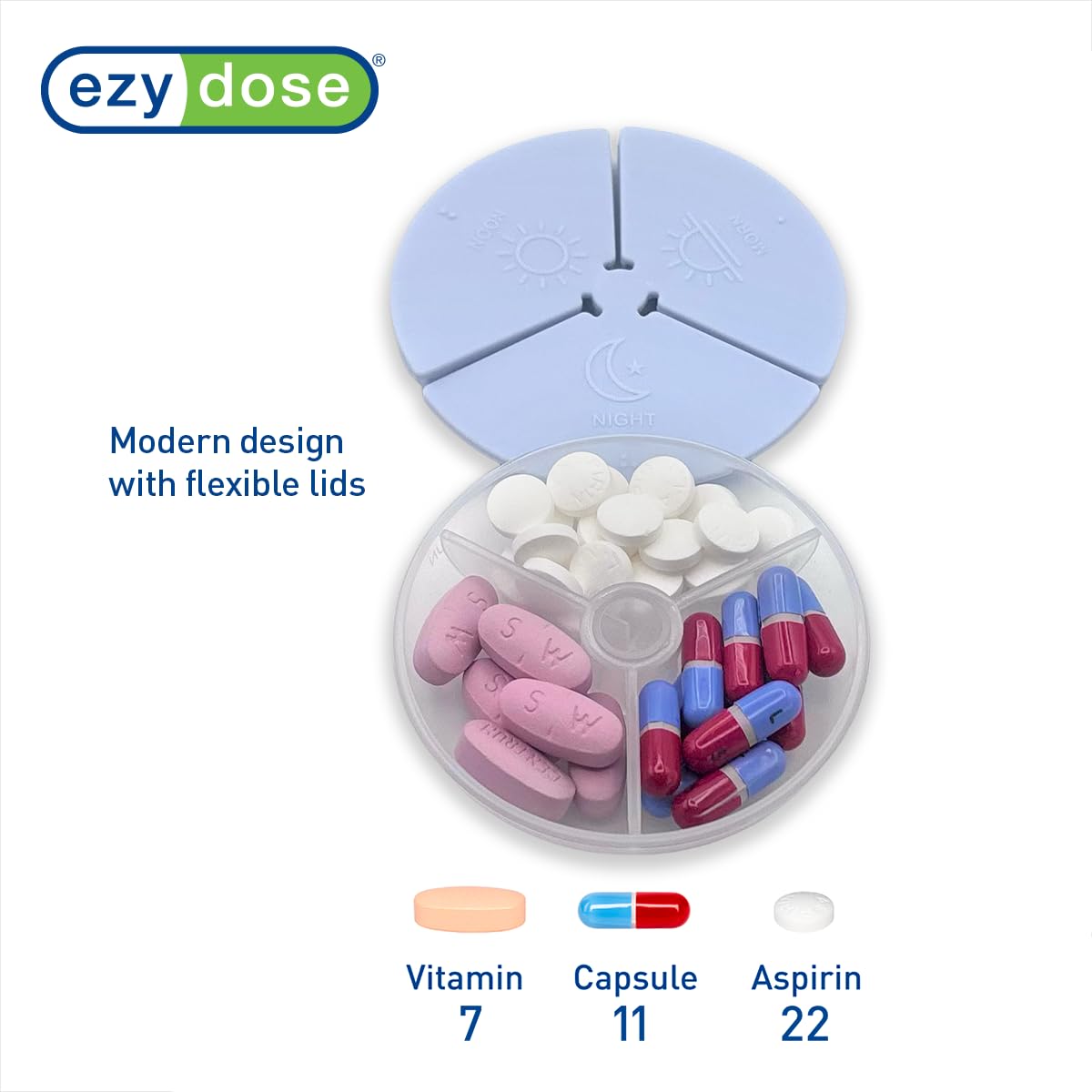 Ezy Dose® Embossed Weekly 3x/Day Pill Organizer with Case
