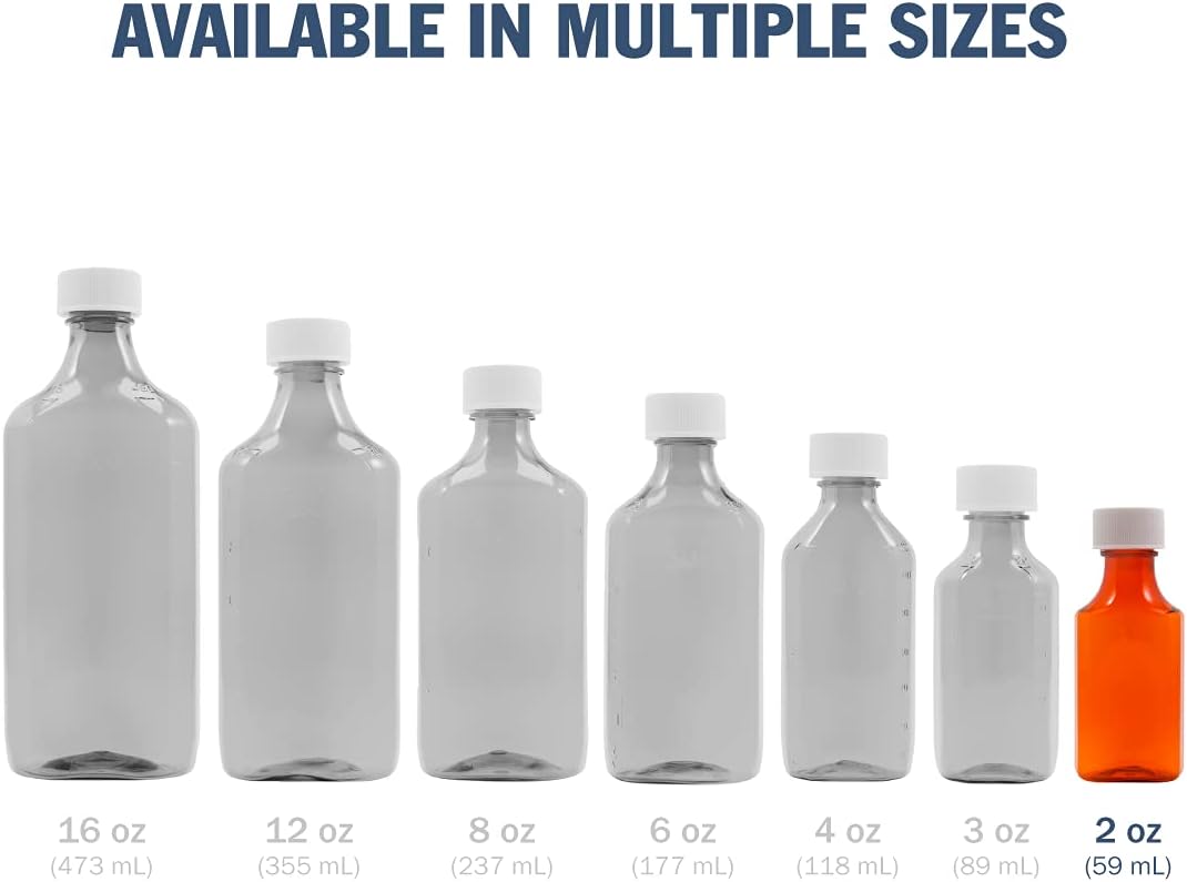 Ezy Dose® 2 oz Amber Oval Liquid Medicine Bottles (Case of 132)