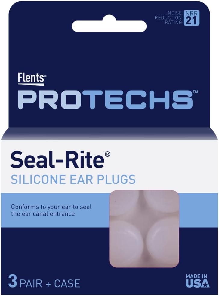 Flents Protechs Seal-Rite Silicone Moldable Ear Plugs, Clear, 3-Pair