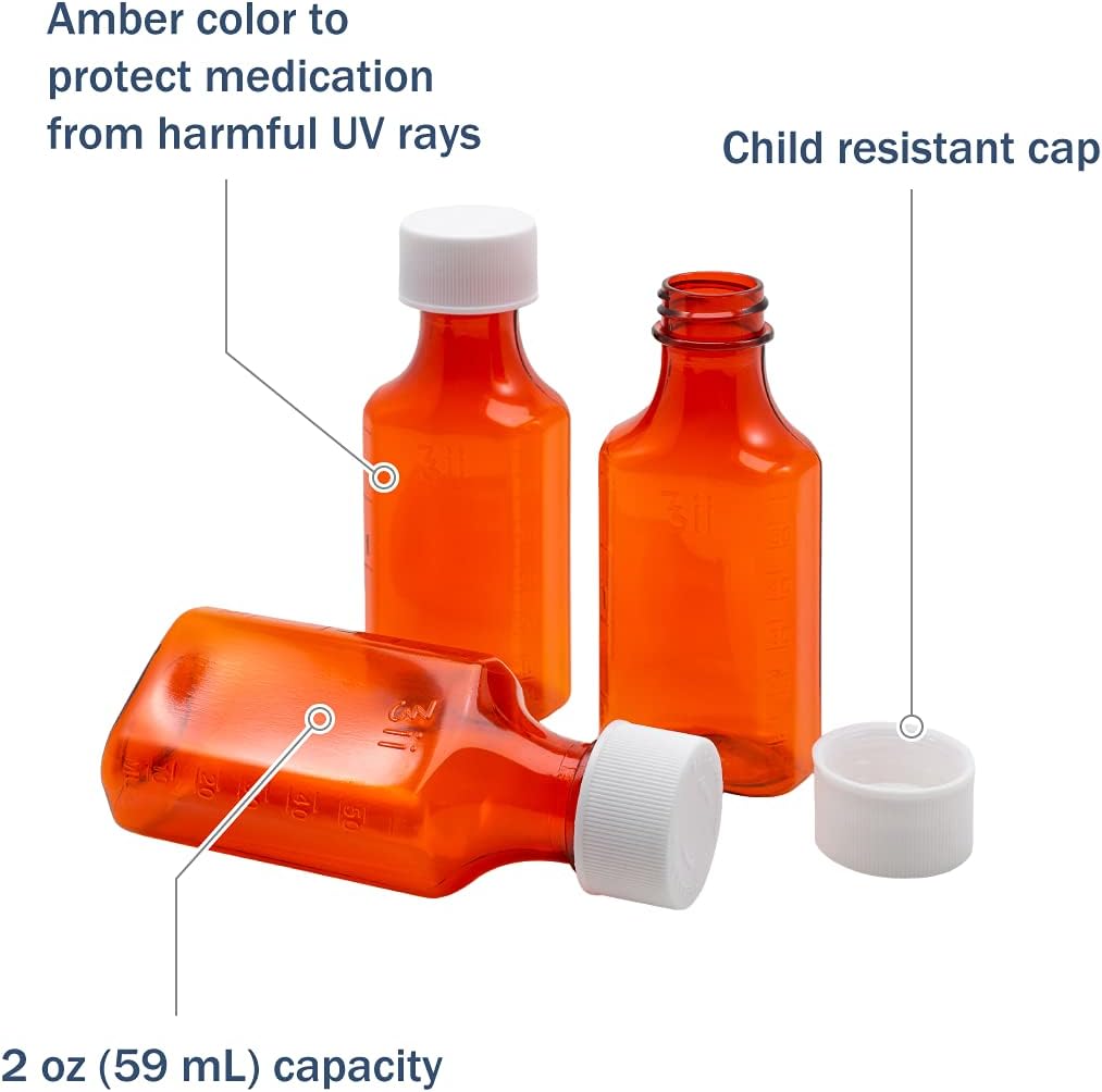 Ezy Dose® 2 oz Amber Oval Liquid Medicine Bottles (Case of 132)