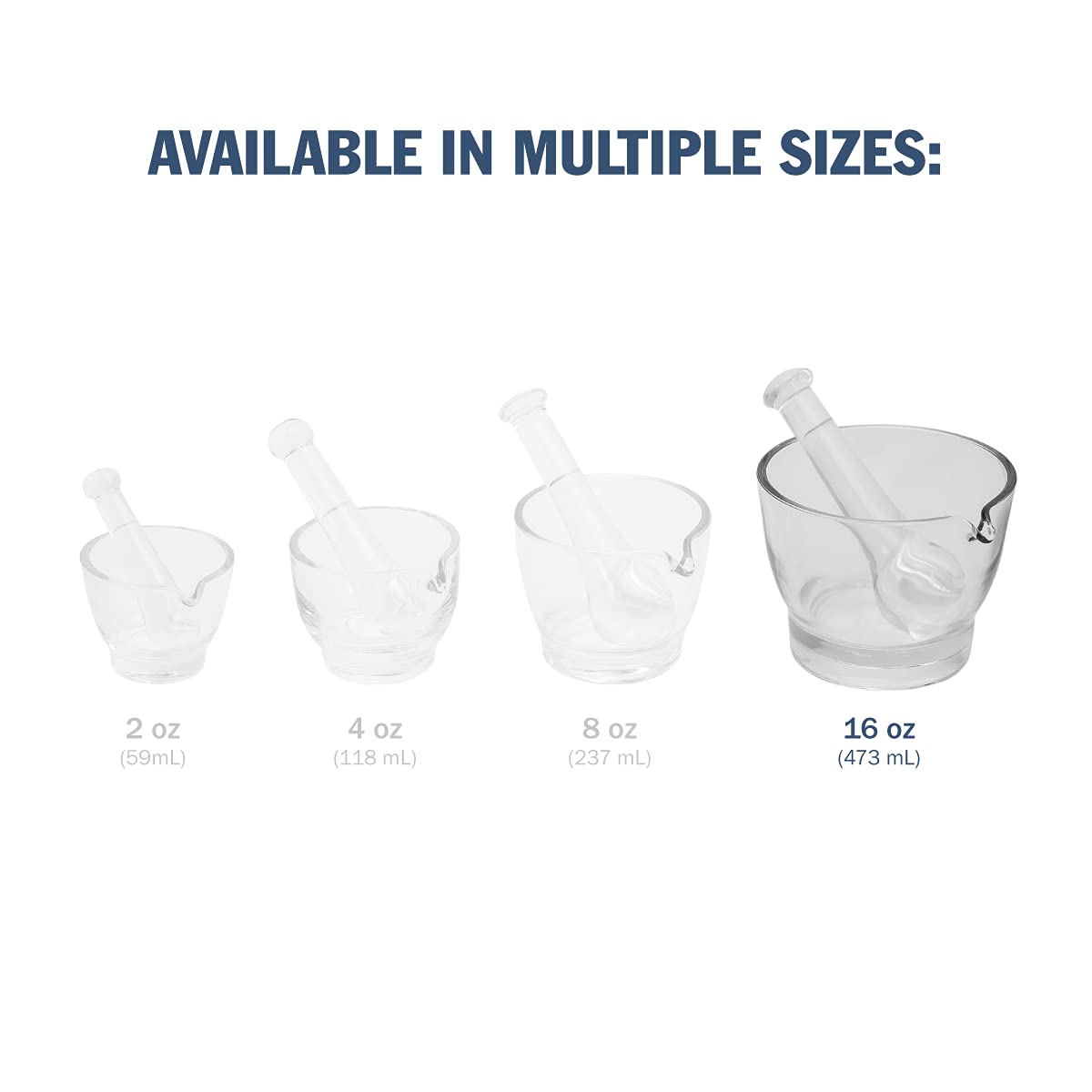 Apothecary Products 16 oz Glass Mortar and Pestle Bowl