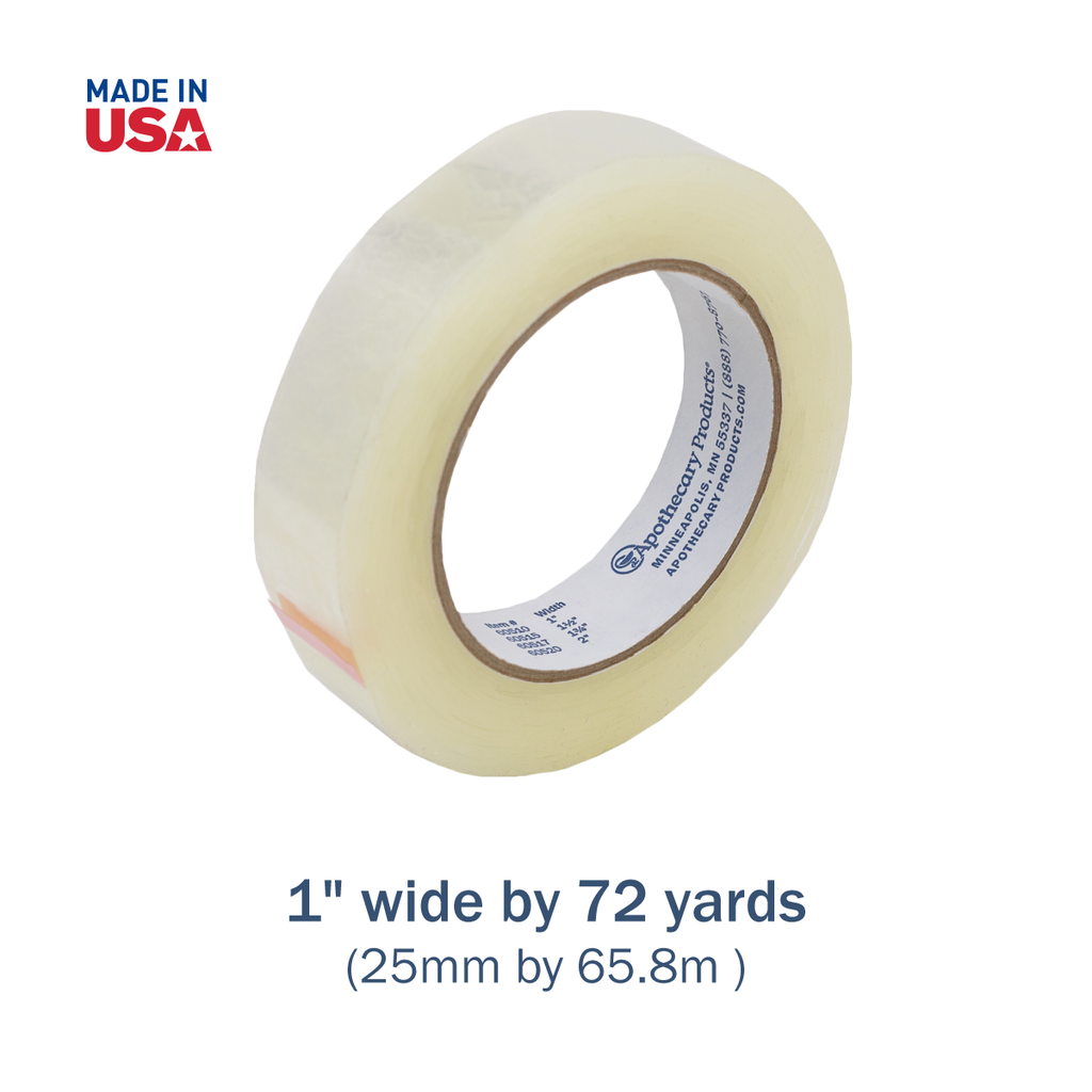 Apothecary Products Precision & Packaging Tape for Labels on Dispenser Containers, 1 in Width x 72 Yards Length, Made in the USA