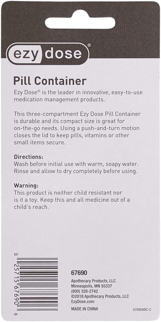 Ezy Dose® Three Compartment Pill Container
