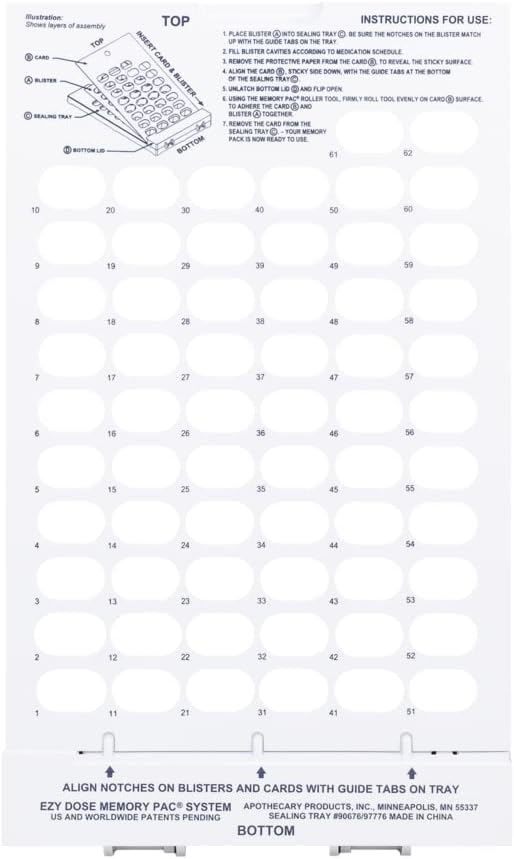 Ezy Dose® 62-Day Unit Dose Cold Seal System Planner Tray