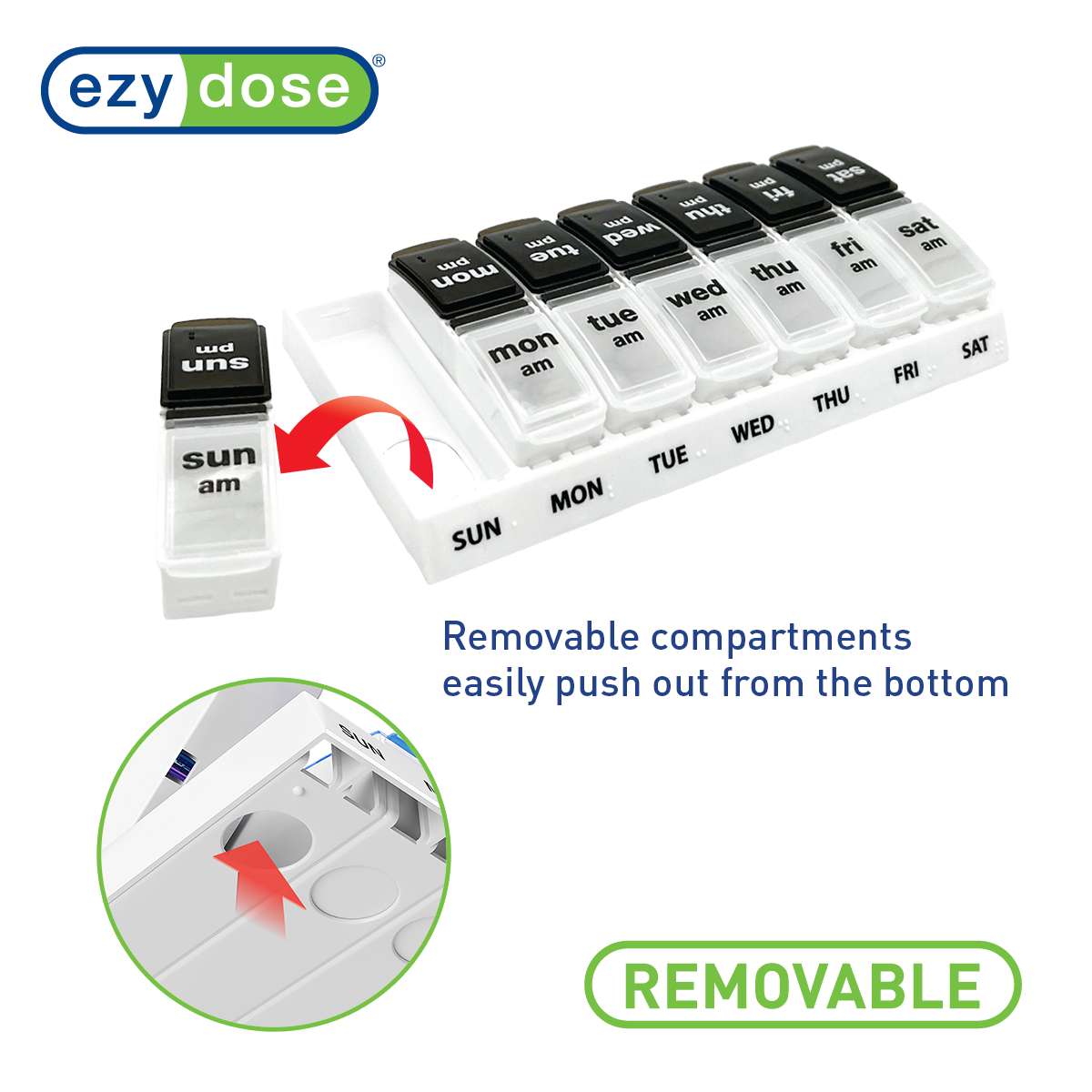 Ezy Dose® Weekly AM/PM Travel Pill Organizer (Large)