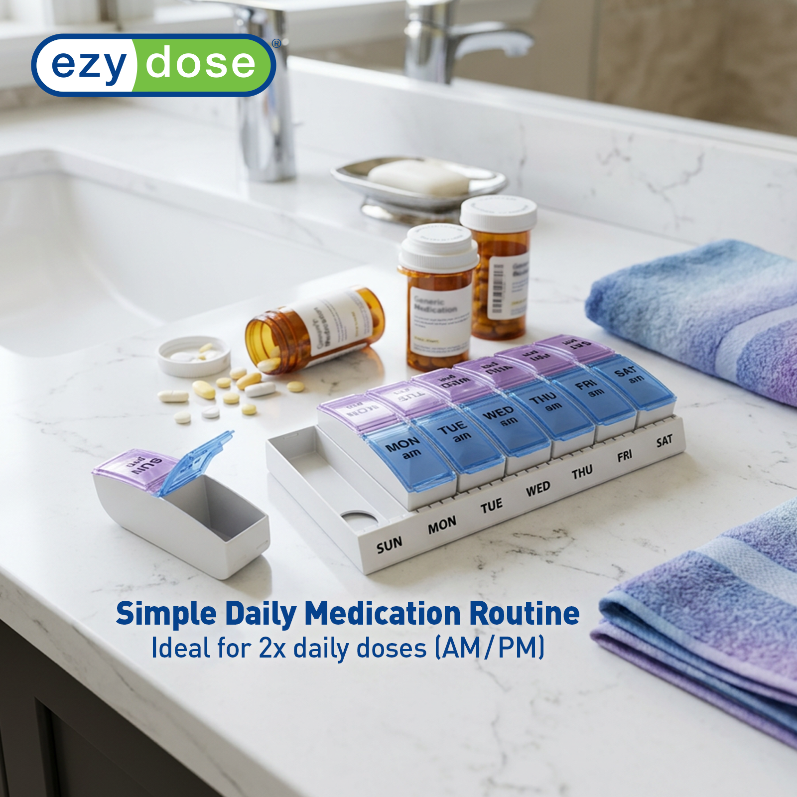 Ezy Dose® Weekly AM/PM Travel Pill Organizer (Small)