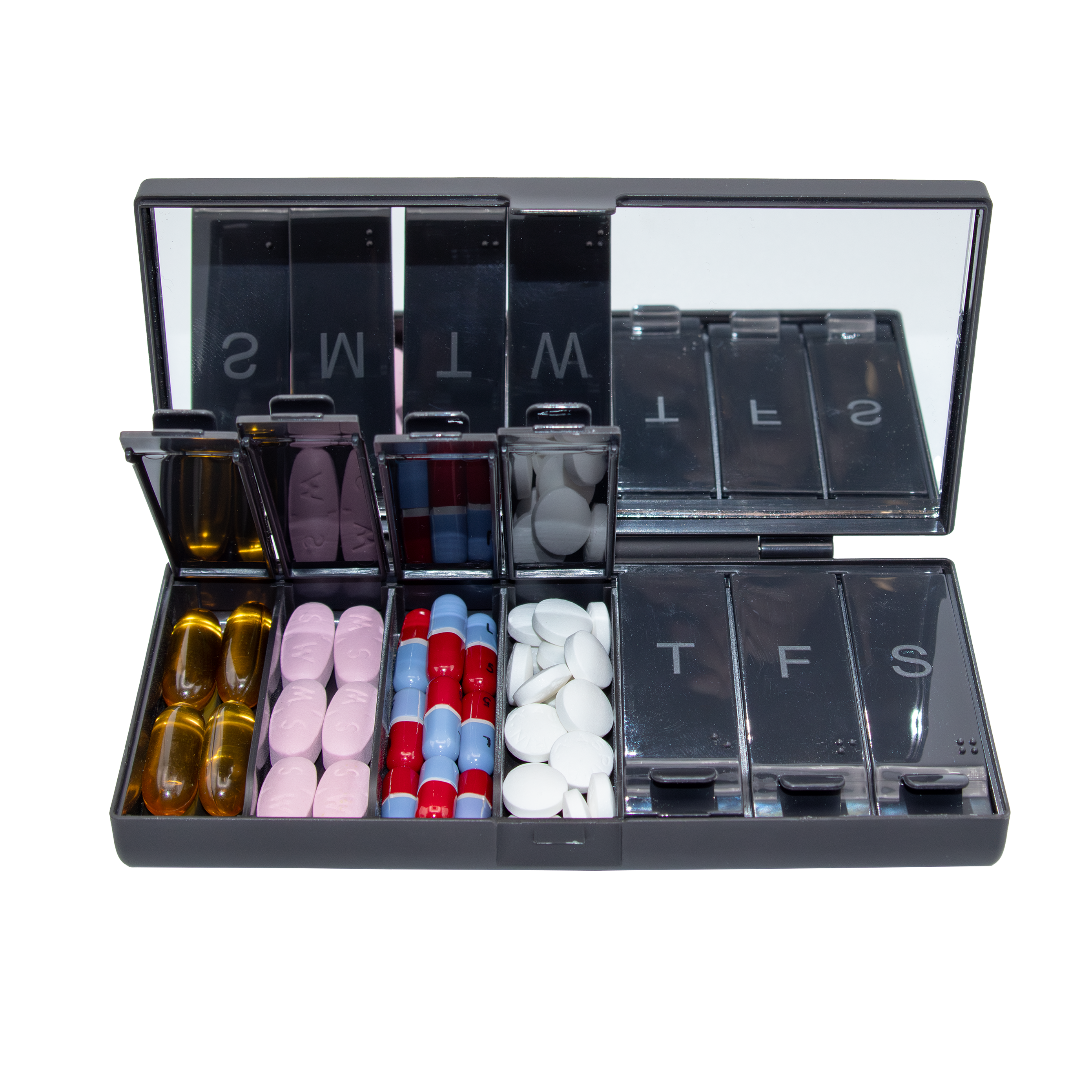 Equadose® Mirrored Travel Pill Case