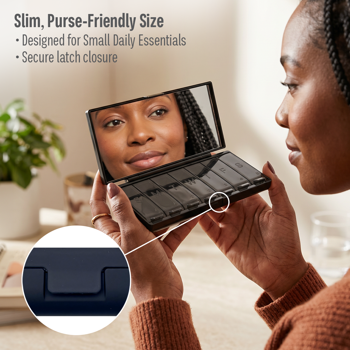 Equadose® Mirrored Travel Pill Case