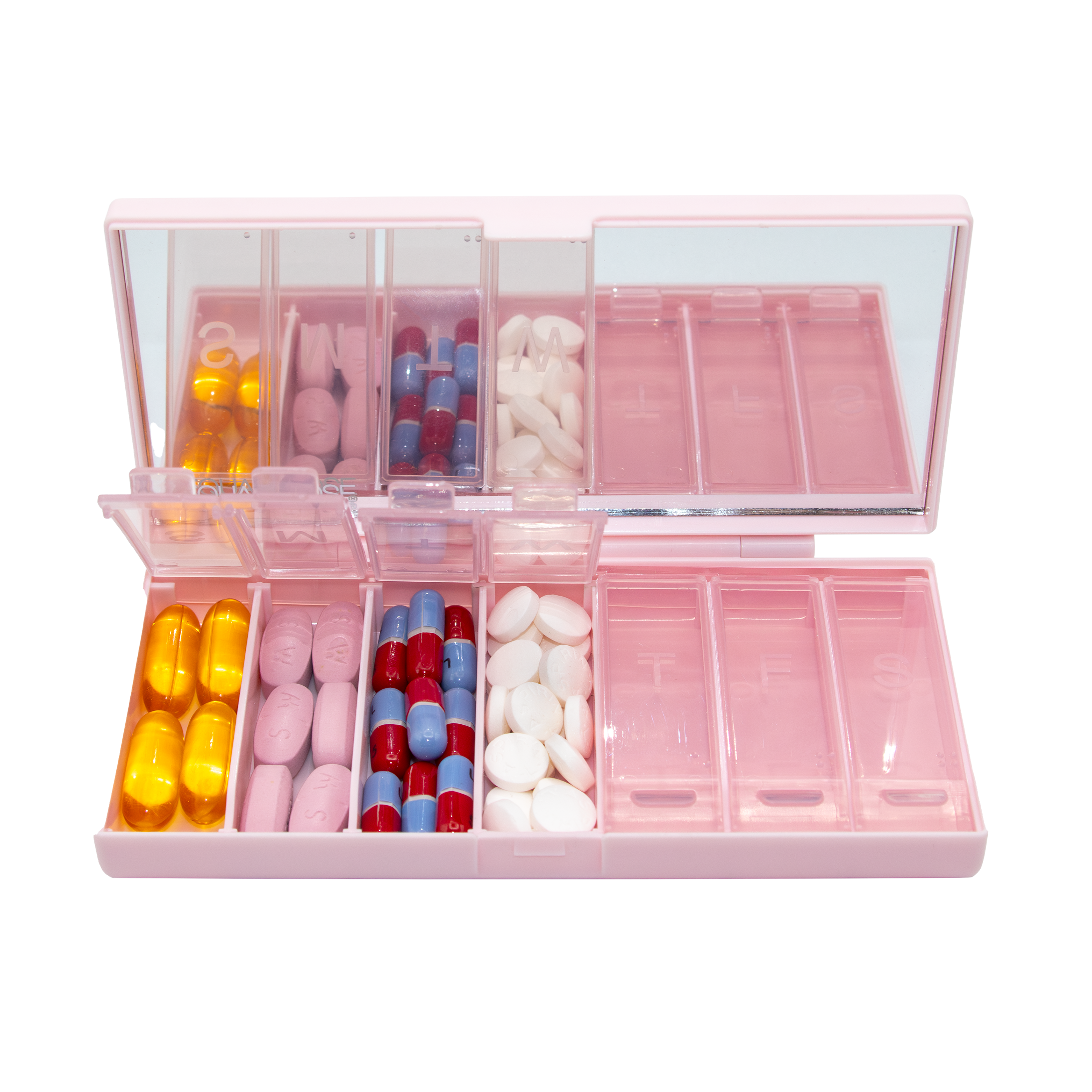Equadose® Mirrored Travel Pill Case