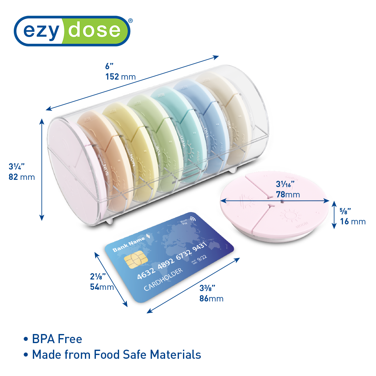 Ezy Dose® Embossed Weekly 3x/Day Pill Organizer with Case