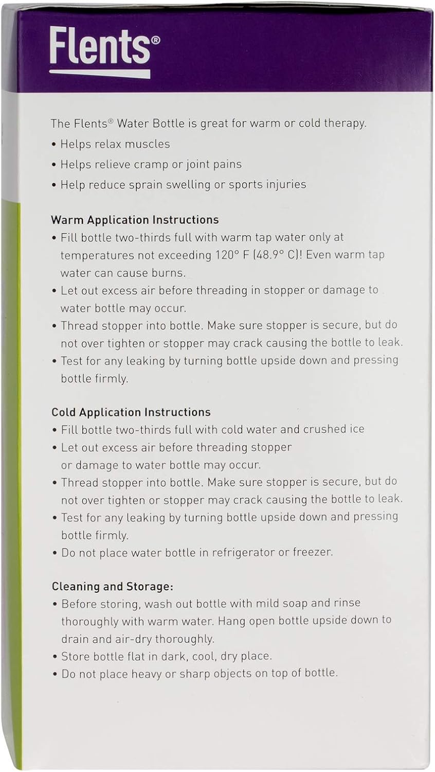 Flents Water Bottle Hot & Cold Therapy General Instructions | Apothecary Brands