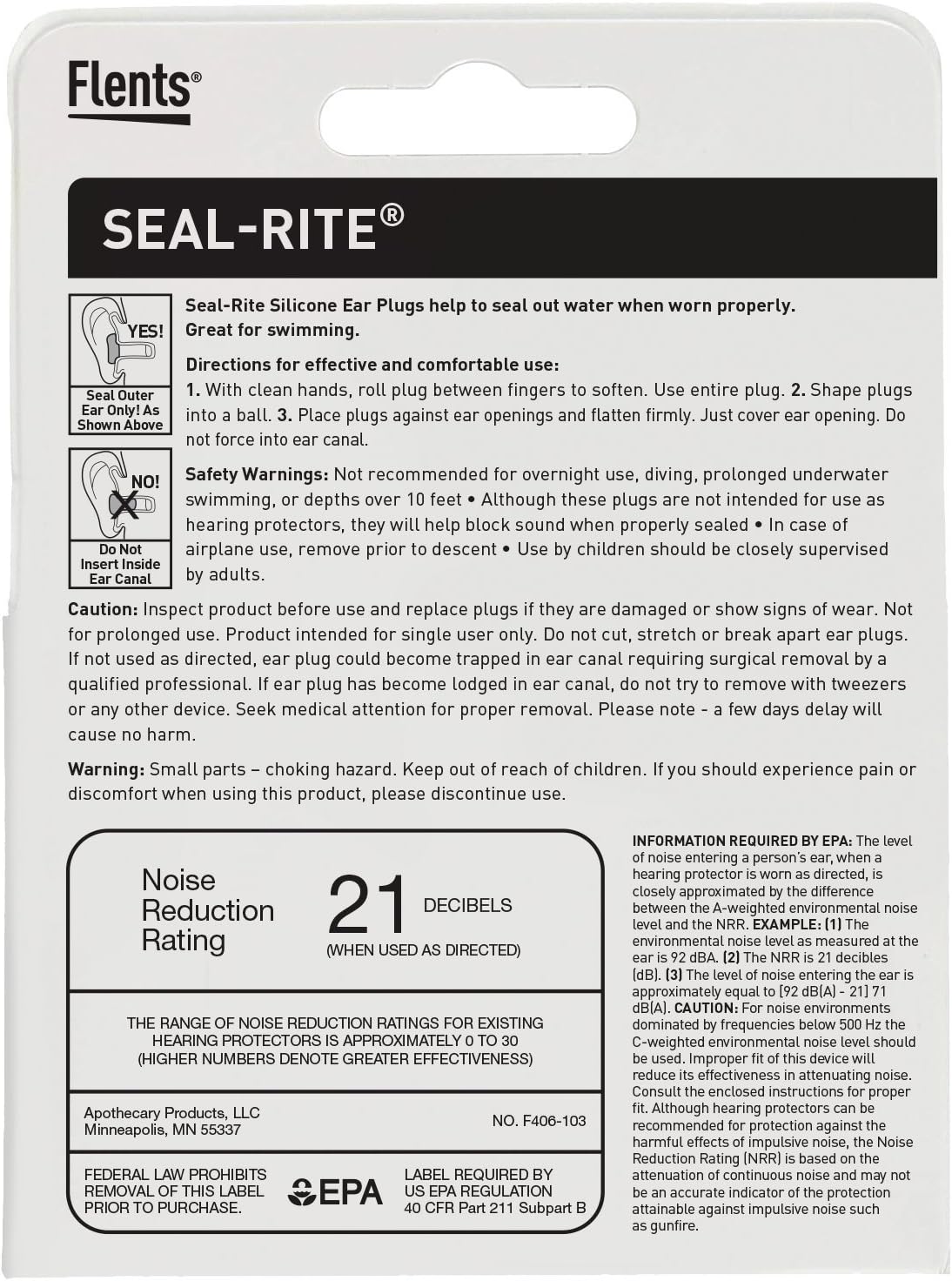 Flents Protechs Seal-Rite Silicone Moldable Ear Plugs, Clear, 3-Pair