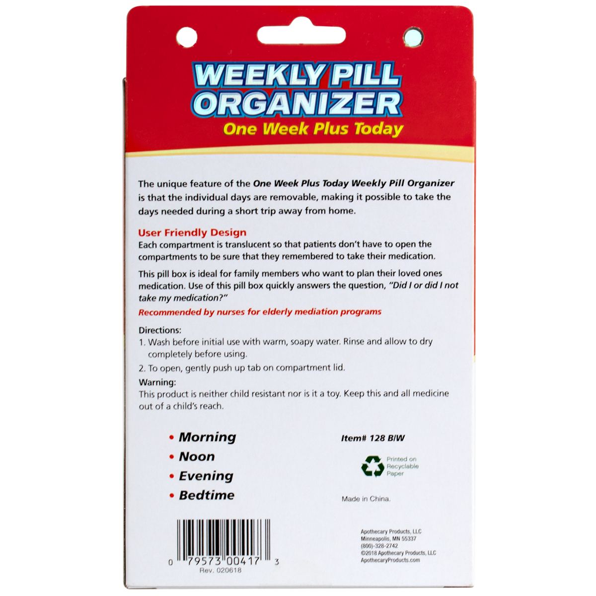 Acu-Life® Weekly Pill Organizer