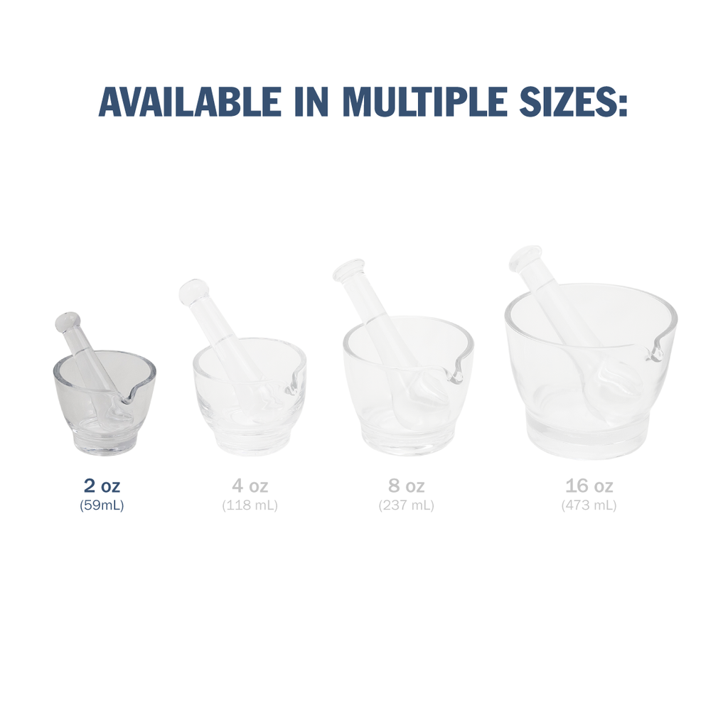 Apothecary Products 2 oz Glass Mortar and Pestle Bowl