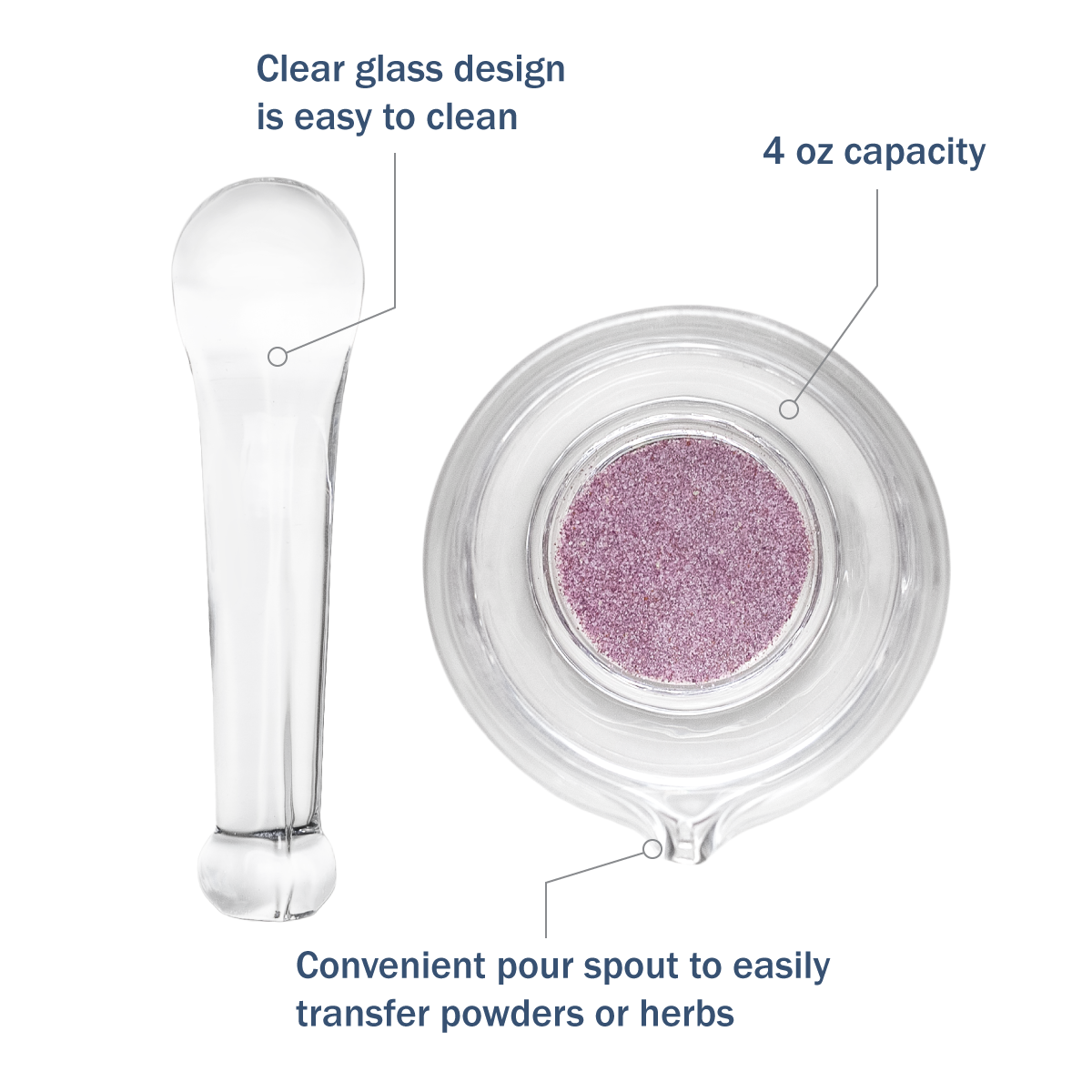 Apothecary Products 4 oz Glass Mortar and Pestle Set