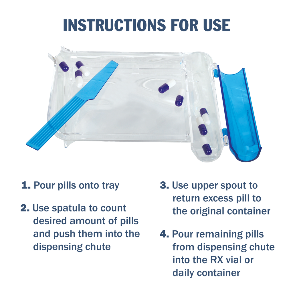 Apothecary Products Pill Tray & Spatula for Tablets, Medicine, Vitamins, Left-Handed