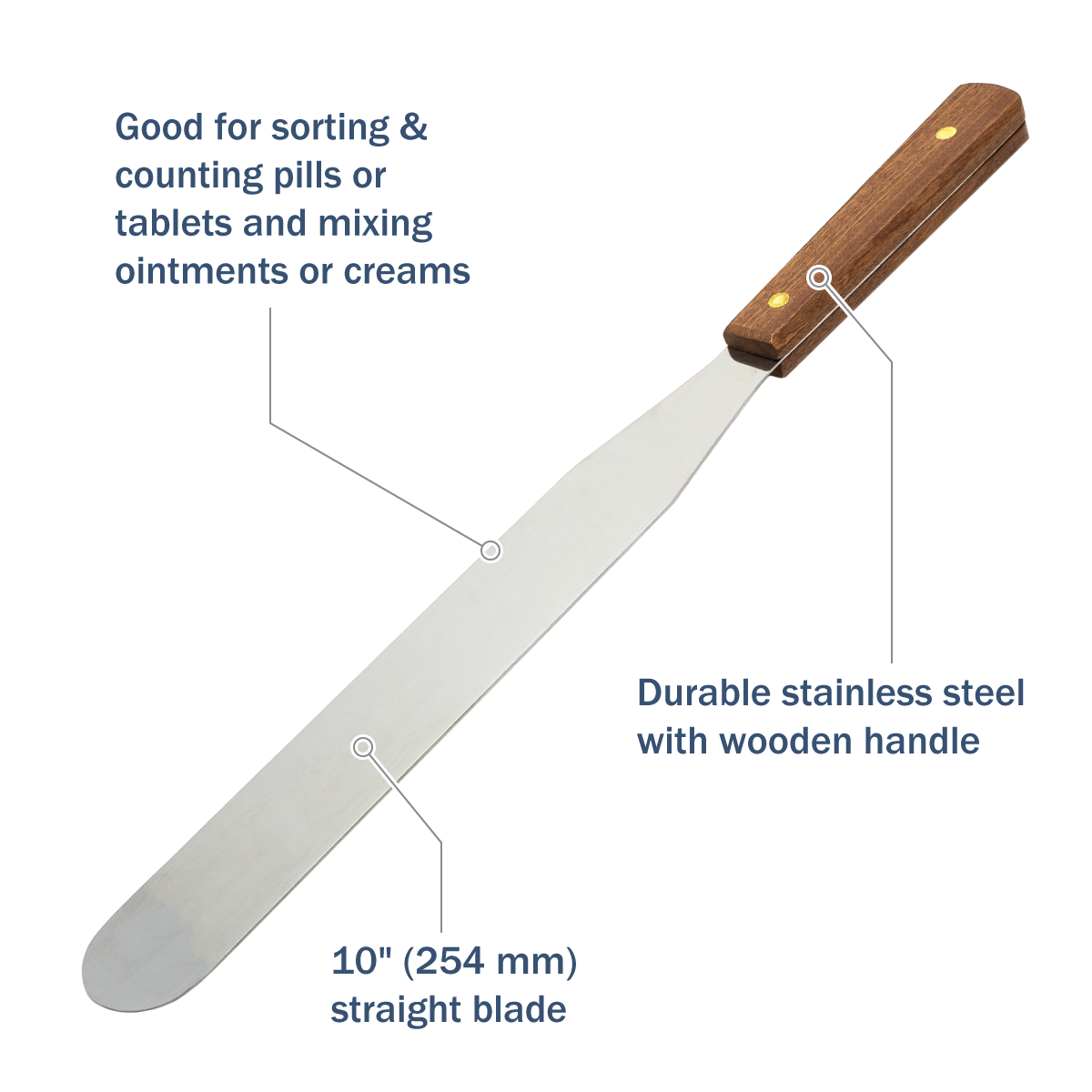 Apothecary Products Stainless Steel Spatula and Blade (10 in)