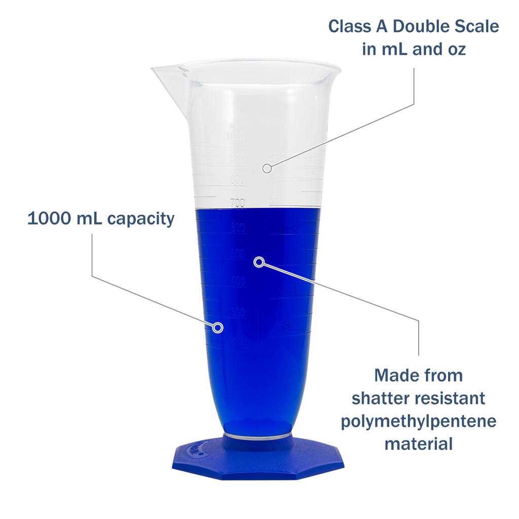 Apothecary Products 1000 mL Double Scale Graduated Cylinder