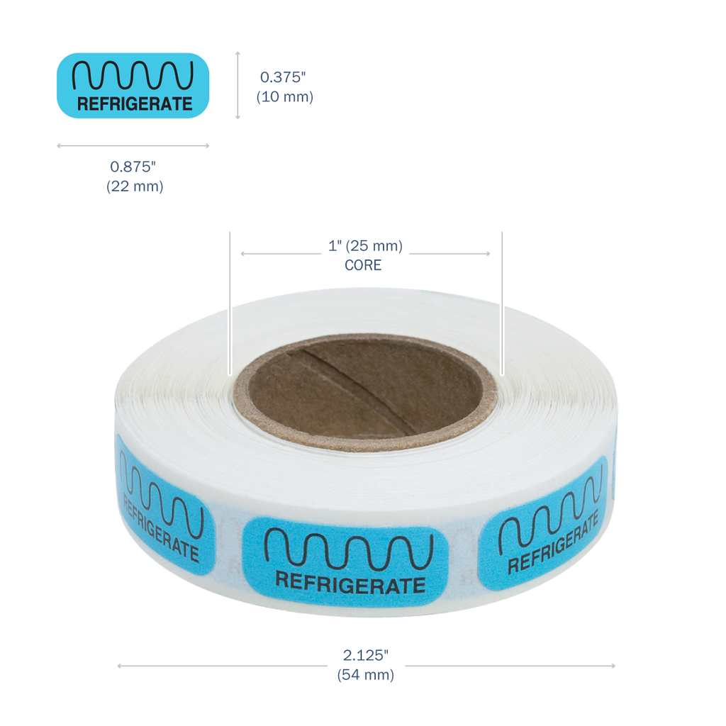 Apothecary Products Refrigerate Labels, for Labels on Dispenser Containers, Blue (Case of 1000)