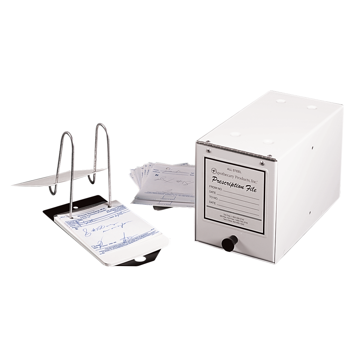 Apothecary Products Steel Prescription File Box (5" x 6 1/4" x 9 1/4")
