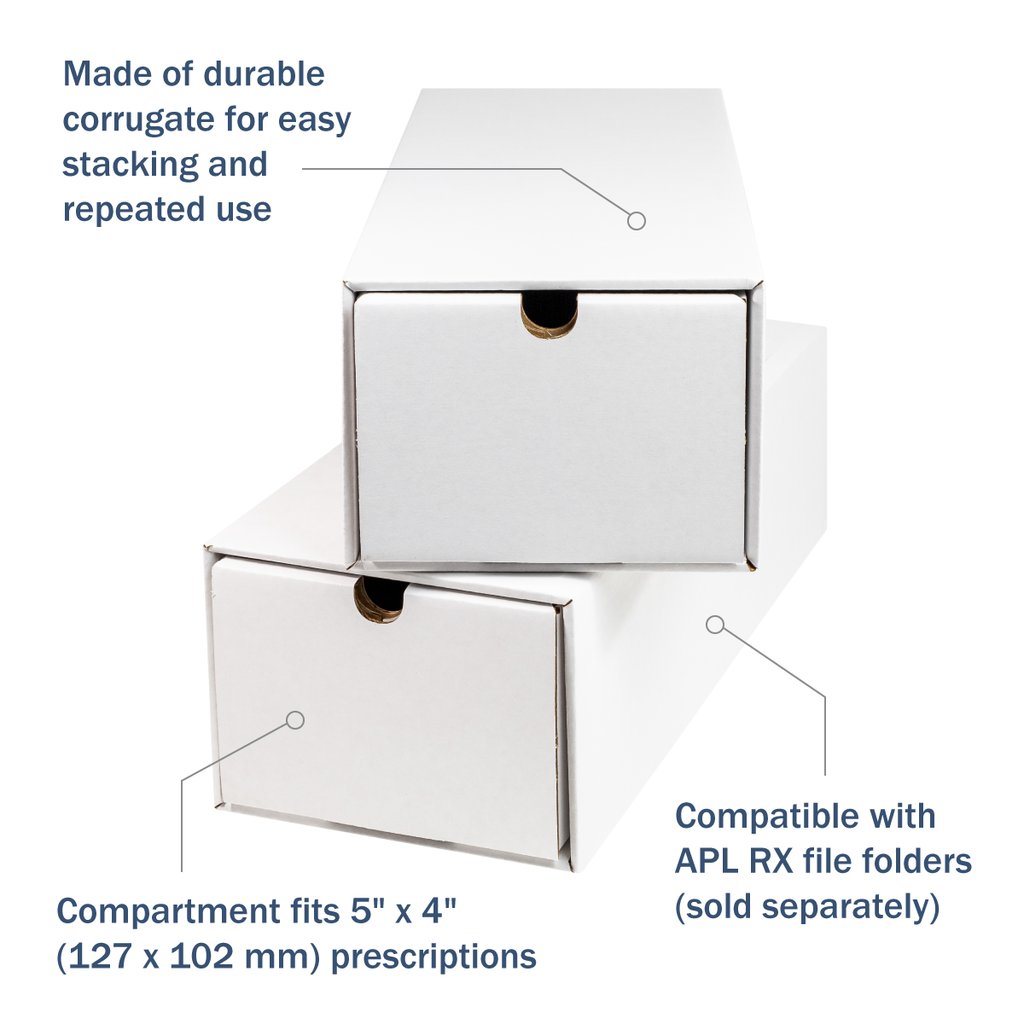 APOTHECARY PRODUCTS Single File Organizer & Drawer, Storage for Paper, Files, Prescriptions, 2 Compartments, White, 13 1/2
