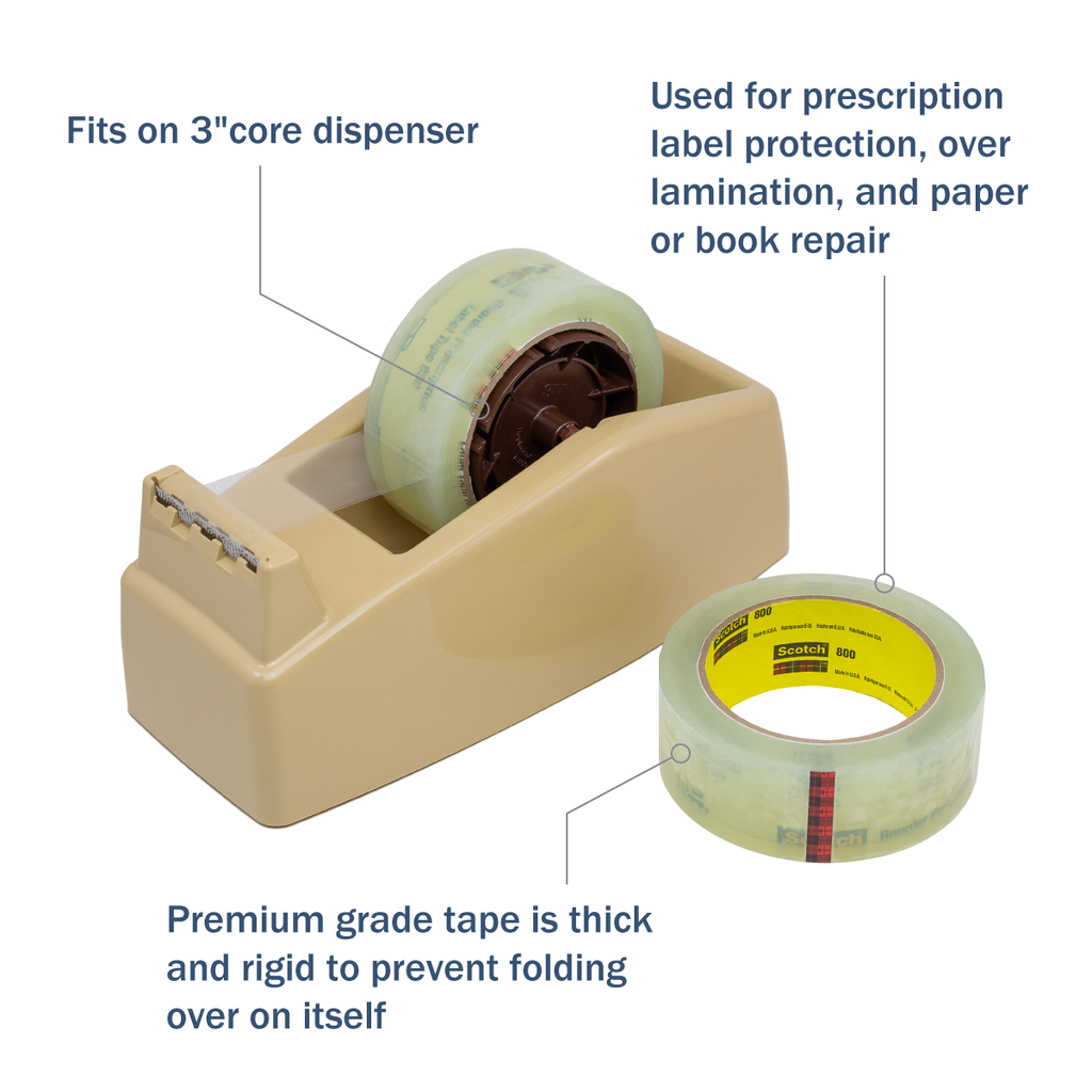 Apothecary Products Precision and Packaging Tape, for Labels on Dispenser Containers (1.5 in Width x 72 Yards Length)