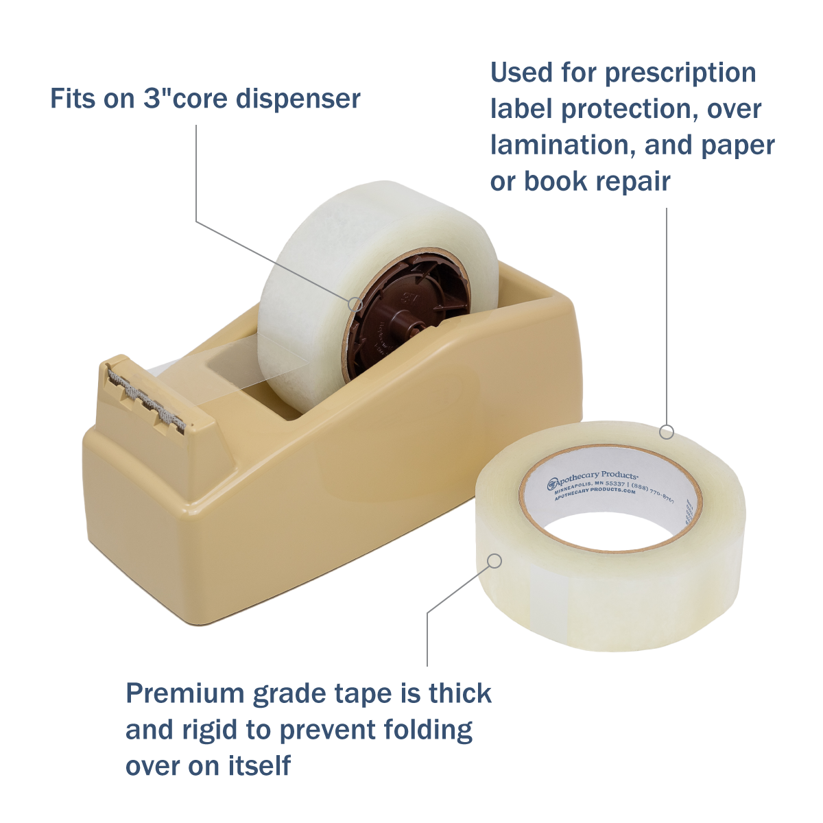 Apothecary Products Precision & Packaging Tape (1.5 in Width x 72 Yards Length)