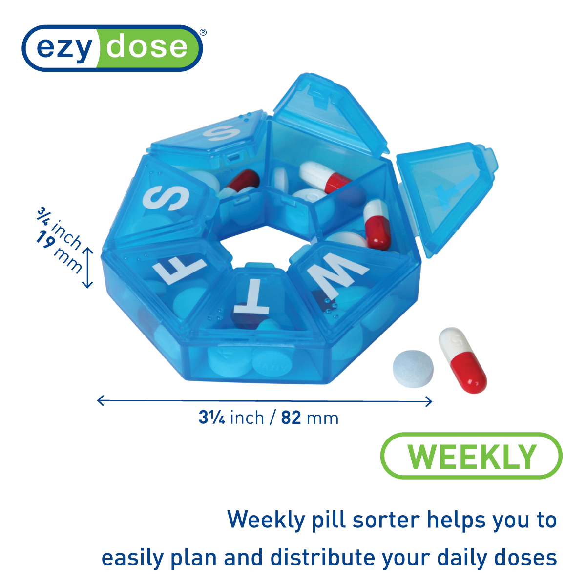 Ezy Dose® Weekly 7-Sided Pill Organizer (Medium)