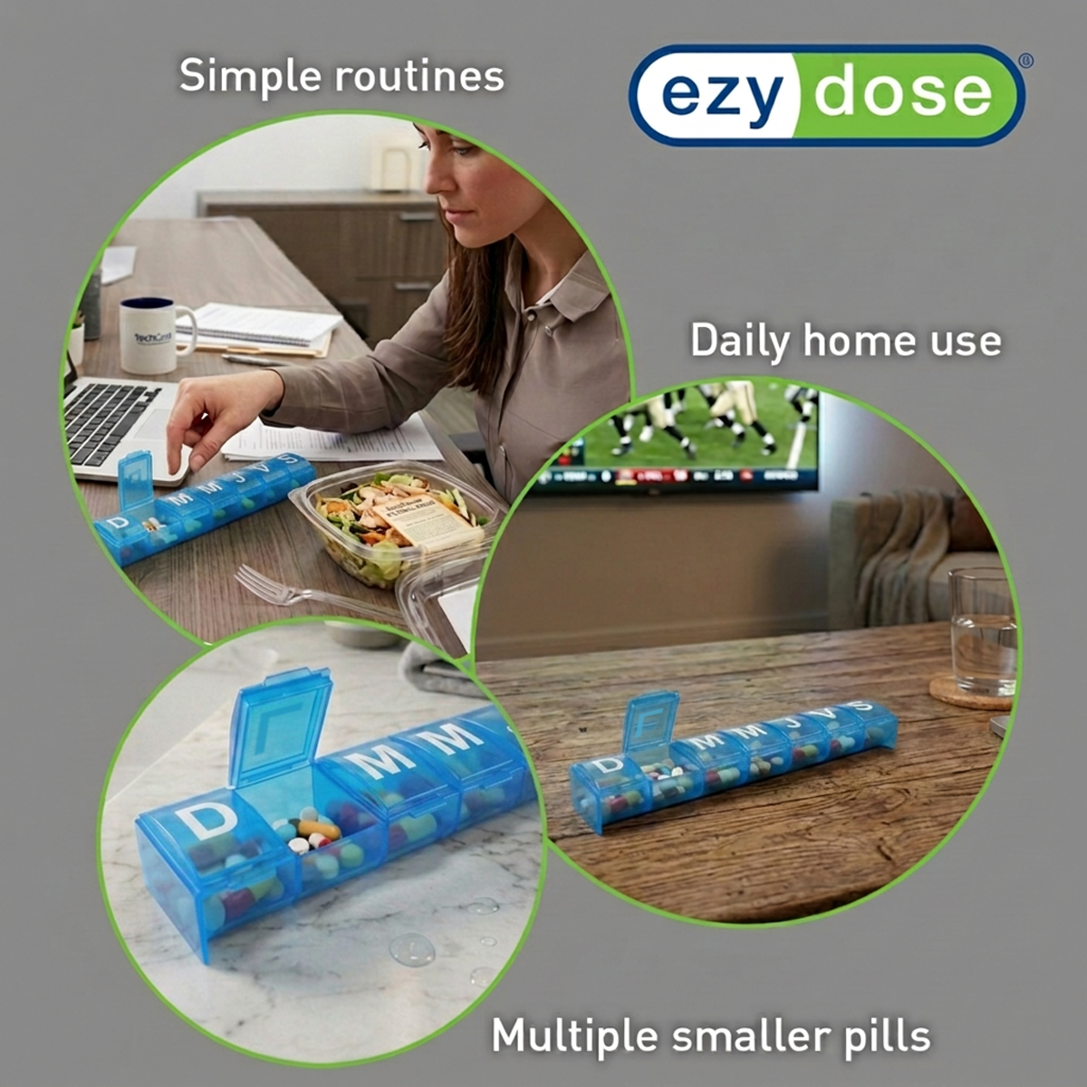 Ezy Dose® Contoured Weekly Pill Organizer, Spanish
