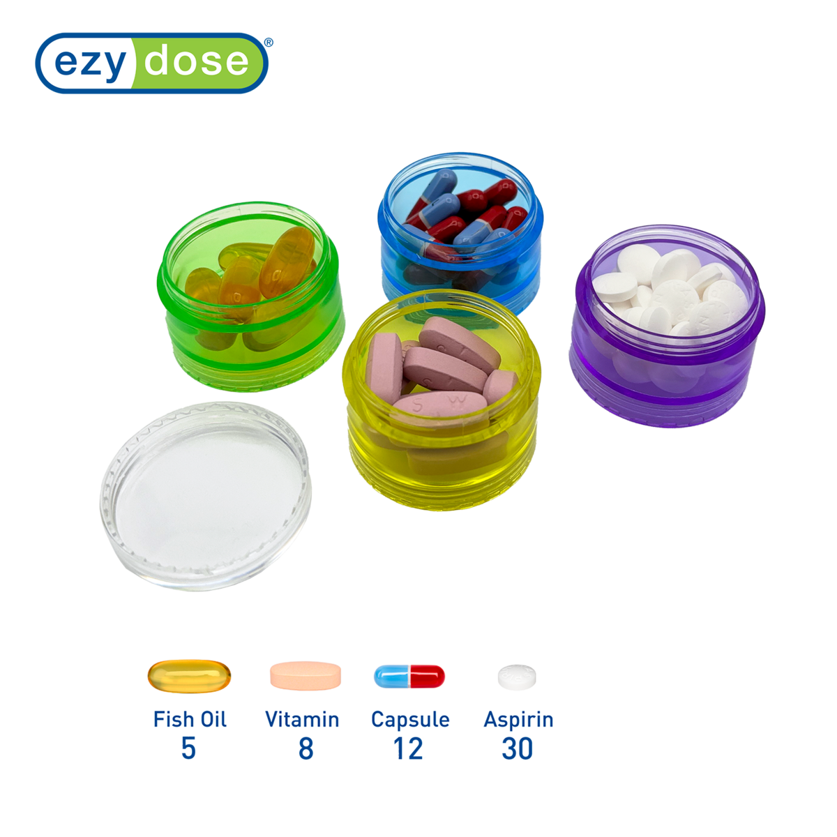 Ezy Dose® Weekly Stackable Pill Planner with Detachable Compartments