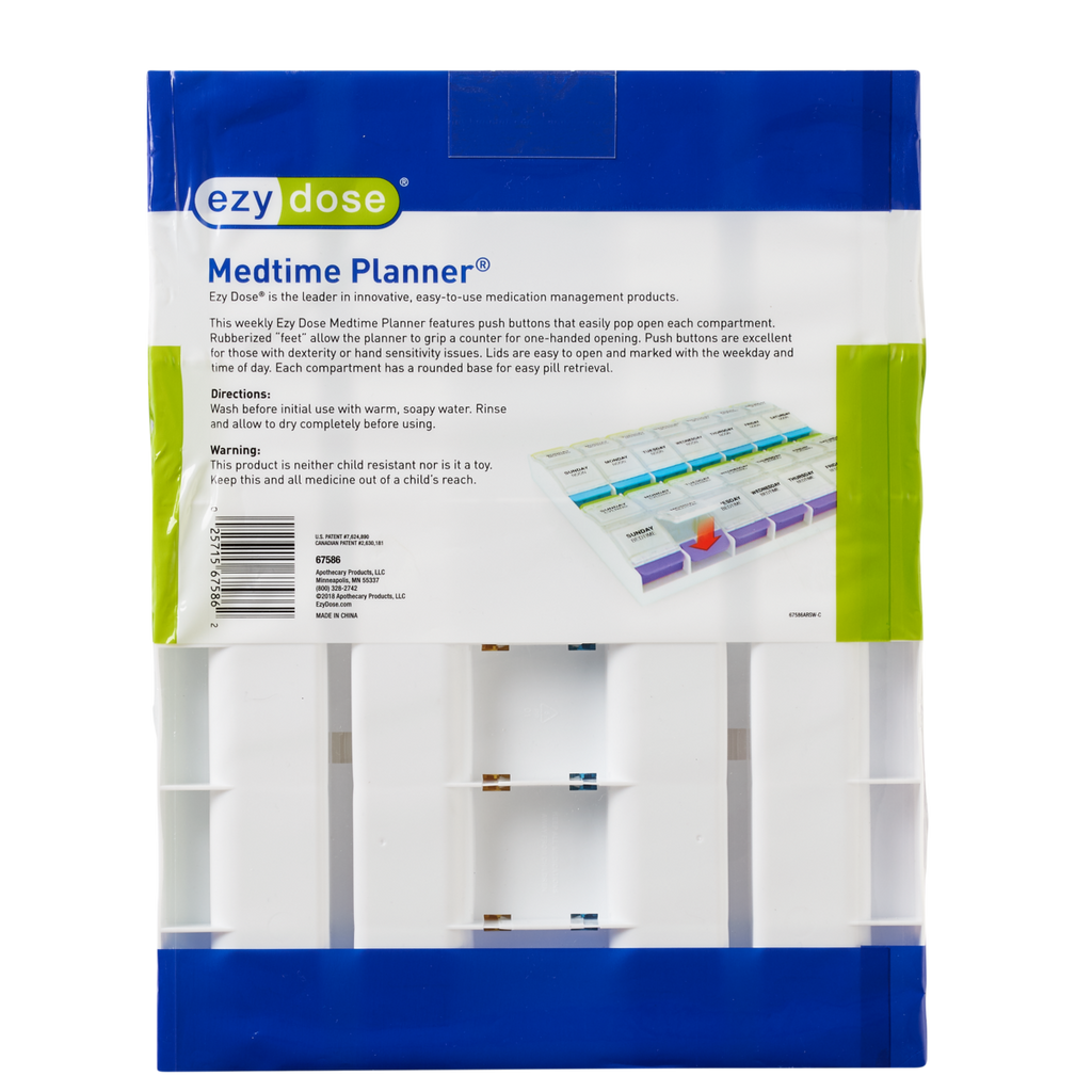 Ezy Dose® Push Button Weekly 4x/Day Pill Organizer (3XL)