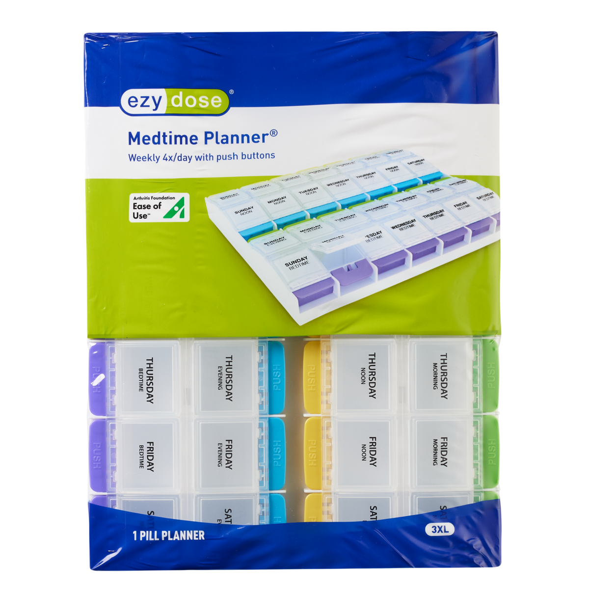 Ezy Dose® Push Button Weekly 4x/Day Pill Organizer (3XL)
