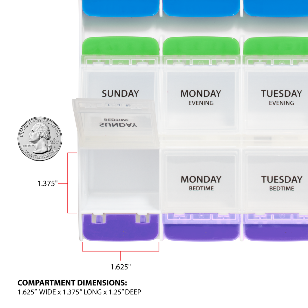 Ezy Dose® Push Button Weekly 4x/Day Pill Organizer (3XL)
