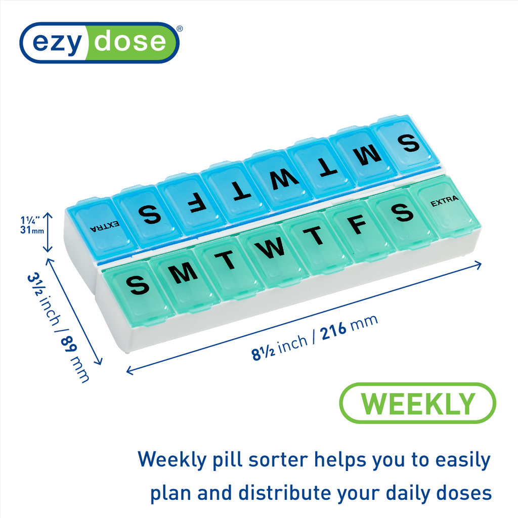 Ezy Dose® 2-Week Duets Pill Planner (Blue and Green)