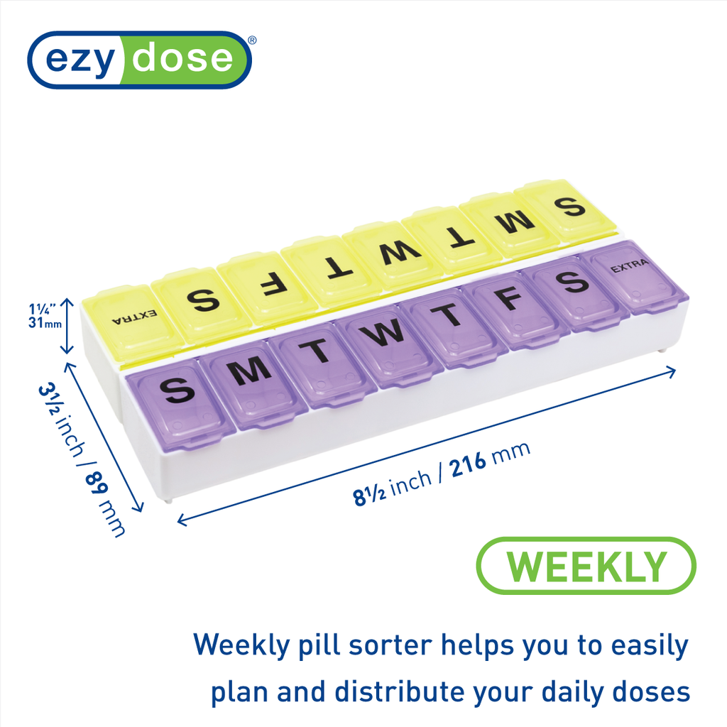 Ezy Dose® 2-Week Duets Pill Planner (Purple and Yellow)