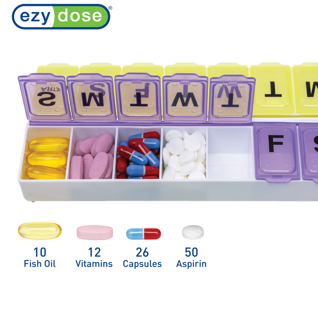 Ezy Dose® 2-Week Duets Pill Planner (Purple and Yellow)
