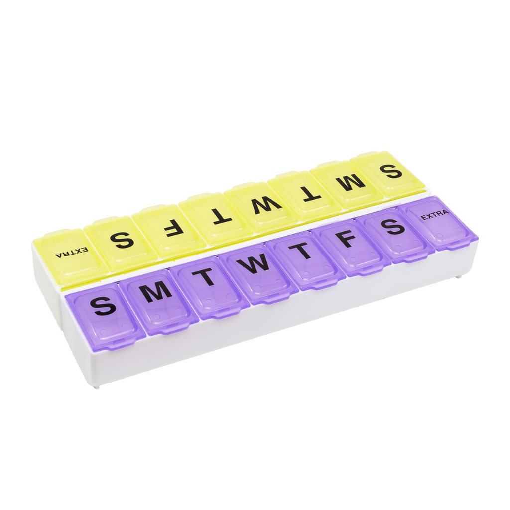 Ezy Dose® 2-Week Duets Pill Planner (Purple and Yellow)