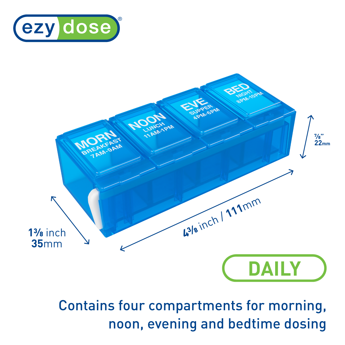 Ezy Dose® Daily 4x/day Pill Organizer with Locking Device