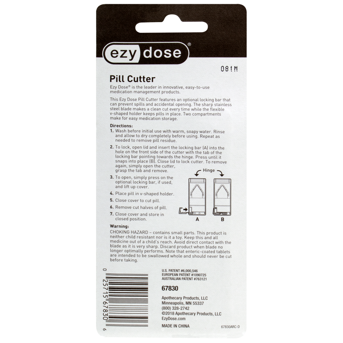 Ezy Dose® Pill Cutter with Safety Lock and Storage