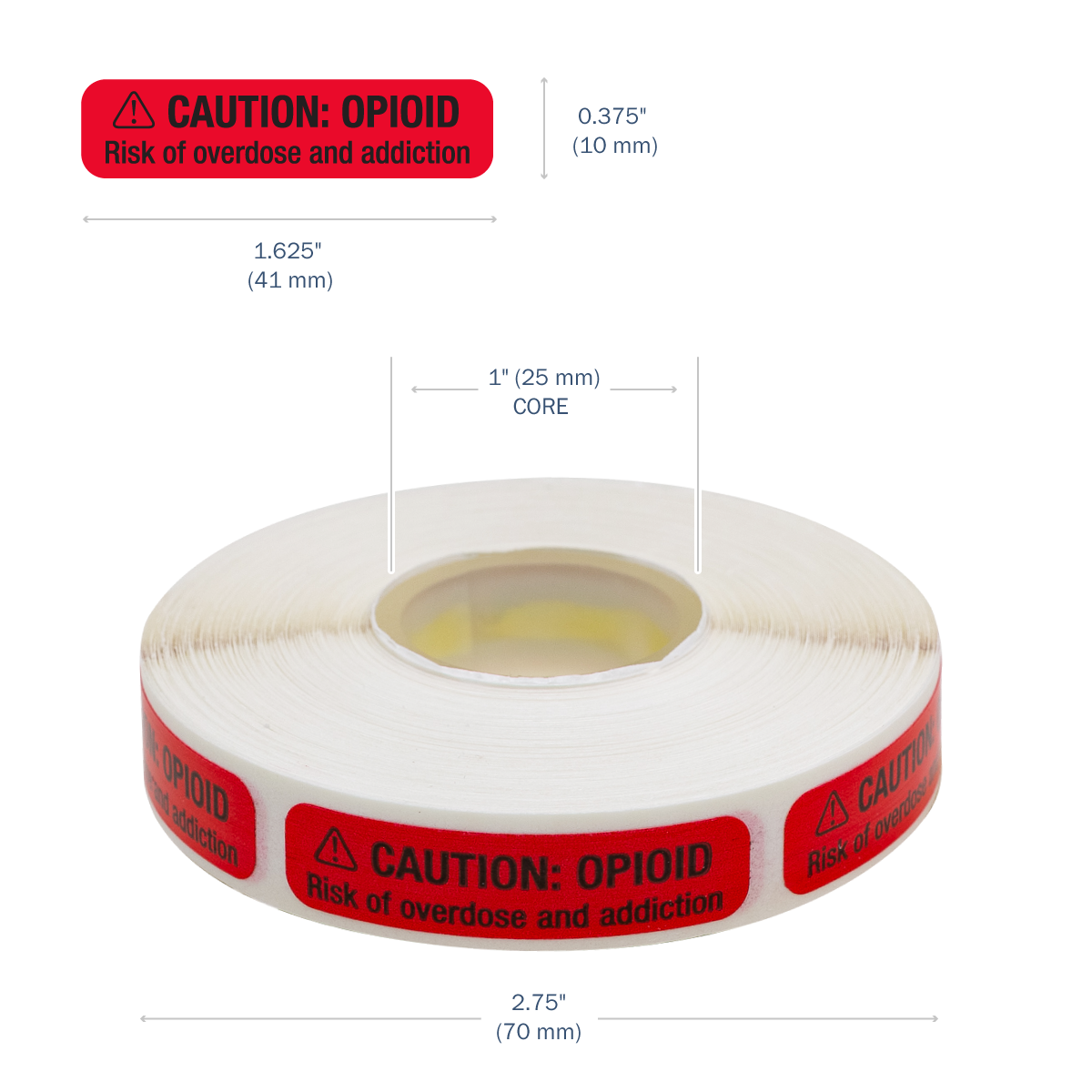 Apothecary Products "Caution: Opiod" Labels (Pack of 1000)