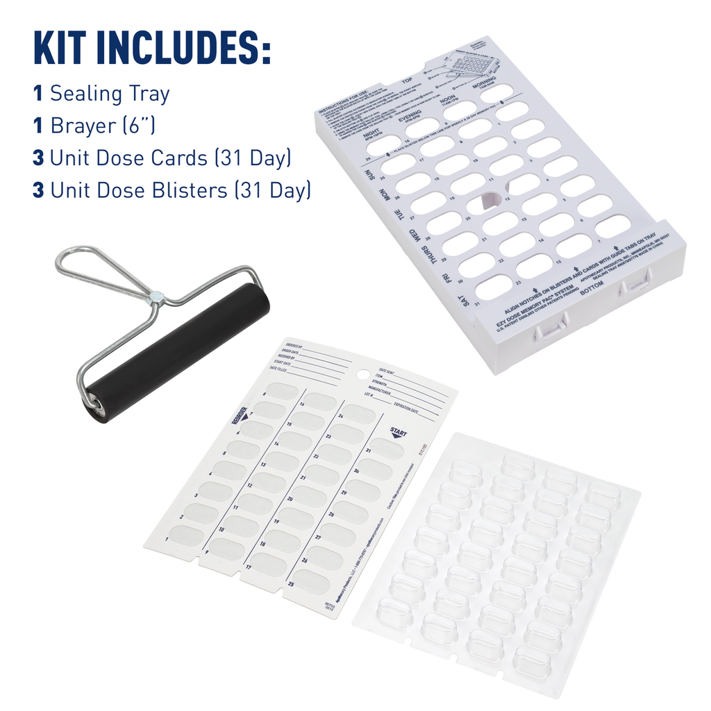 Ezy Dose® 31-Day Disposable Blisters Starter Kit (3 Cards, 3 Blisters, Tray, Brayer)