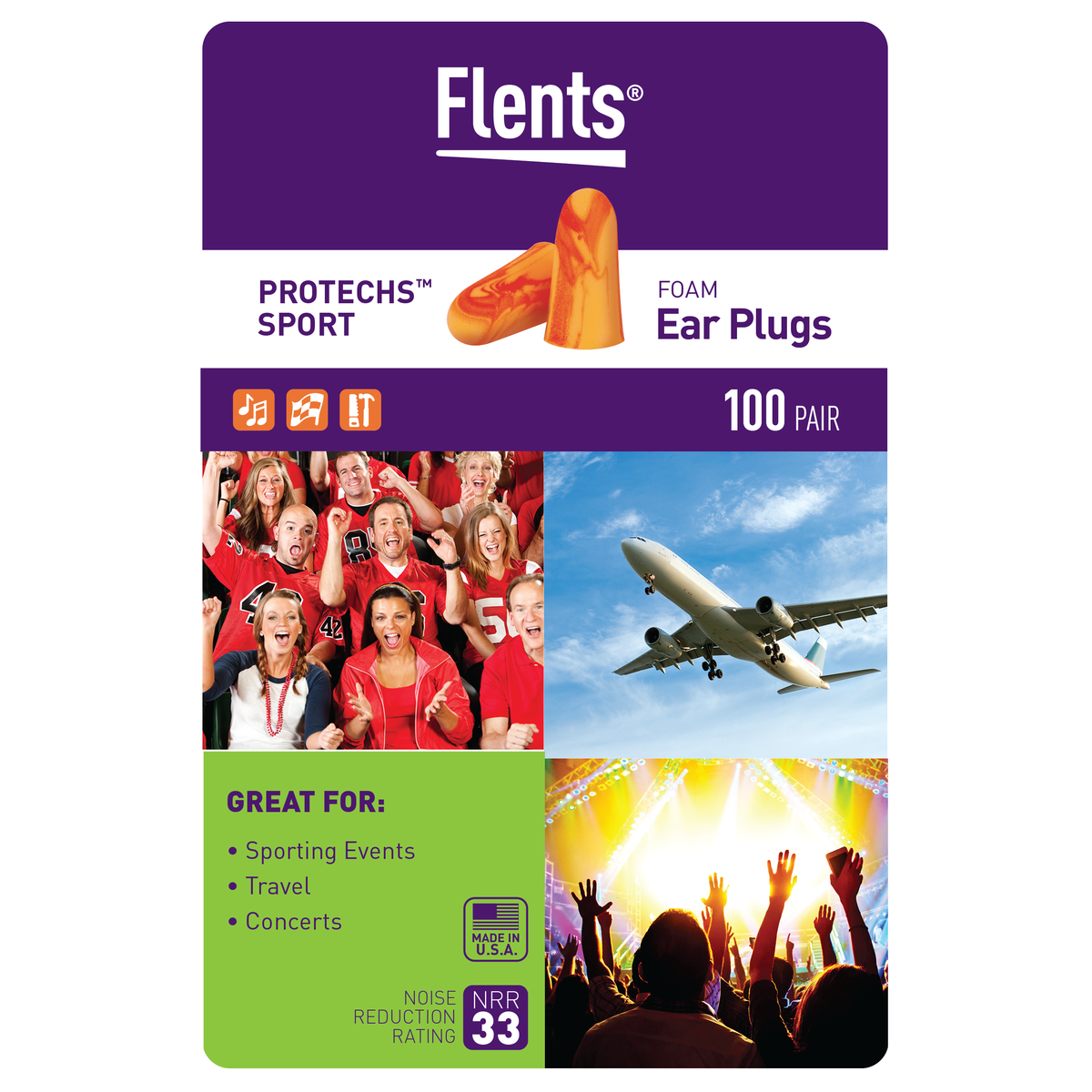 Flents Protechs Sport Foam Ear Plugs - Great for sporting events, travel, concerts. | Apothecary Brands