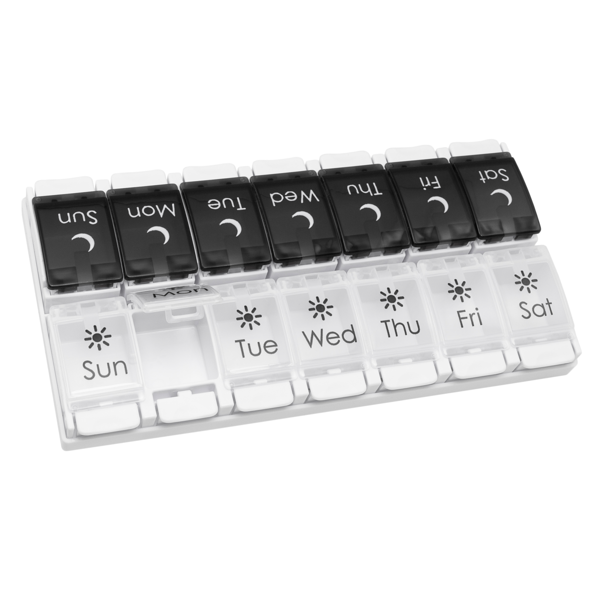 Ezy Dose®  Push Button Weekly AM/PM Pill Organizer, Black and White