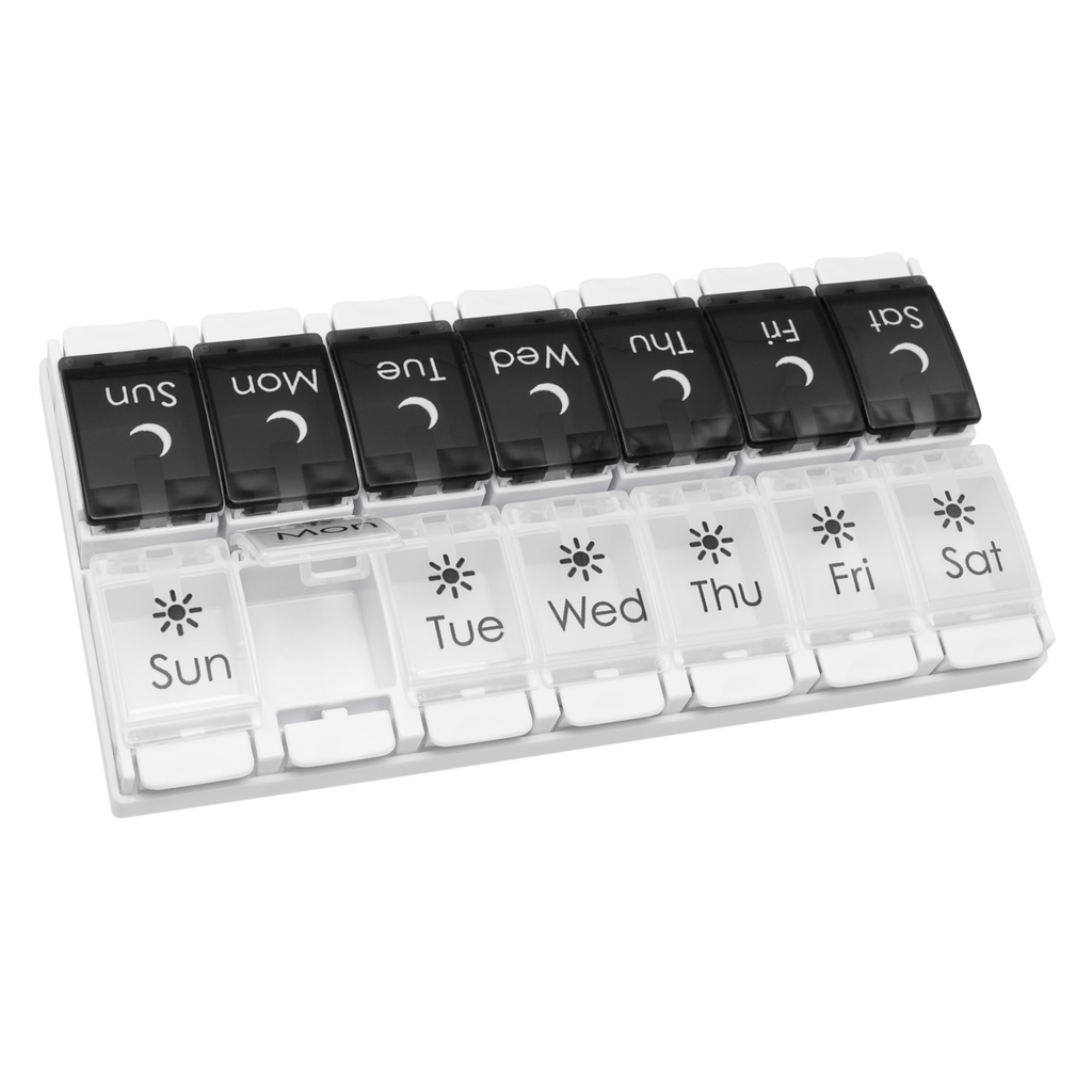 Ezy Dose® Weekly 2x/Day Pill Planner, Black & White
