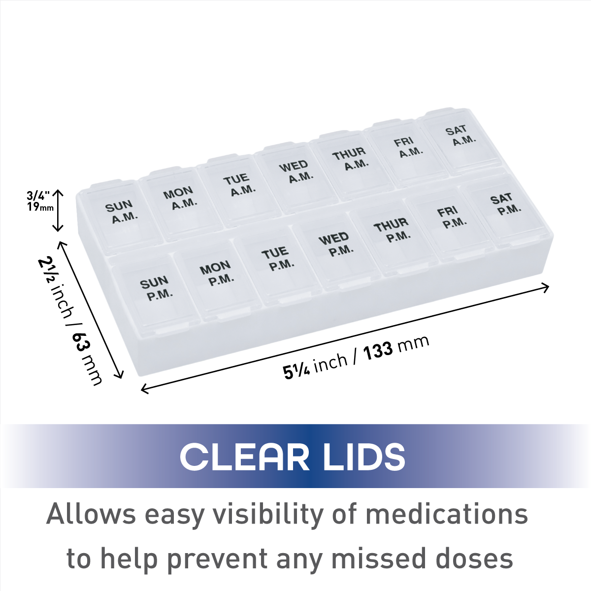 Remind N' Time® Weekly AM/PM Pill Reminder with Rounded Base