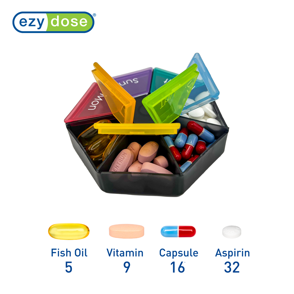 Ezy Dose® Weekly 7-Sided Pill Organizer, Rainbow
